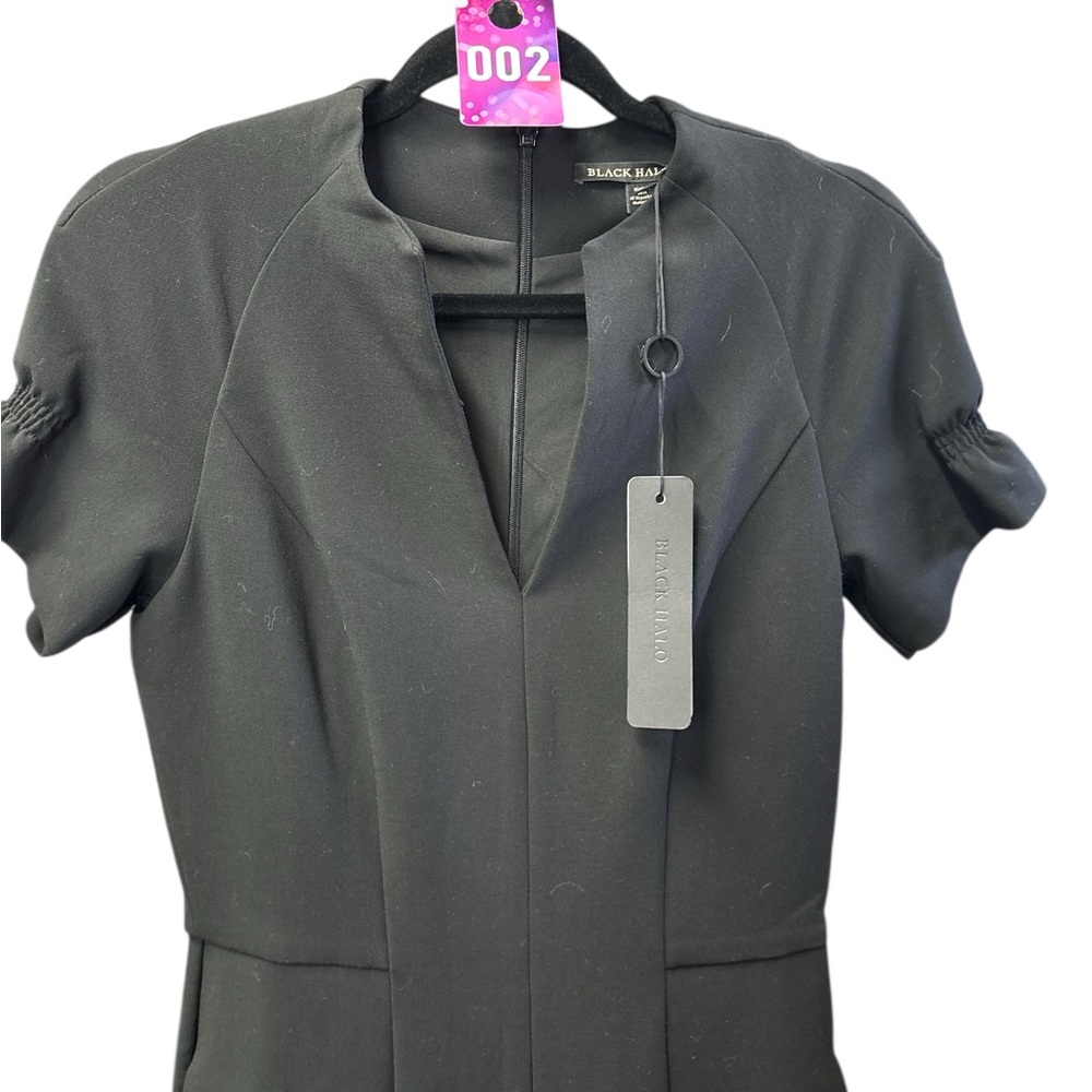 Black Halo Black Short-Sleeve Wide-Leg Jumpsuit - Picture 7 of 10